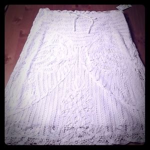 White Linen and Lace Skirt M New with Tags